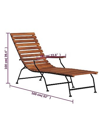 Chaise longue extérieure en acacia