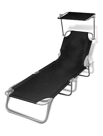 Chaise longue pliable avec auvent