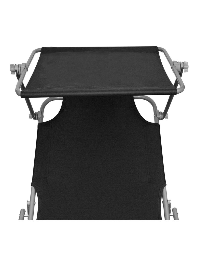 Chaise longue pliable avec auvent Noir - Kiabi