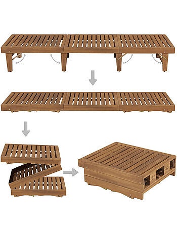 Chaise longue pliable en acacia