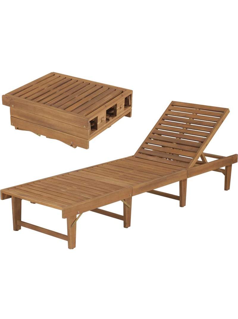Chaise longue pliable en acacia Marron clair - Kiabi
