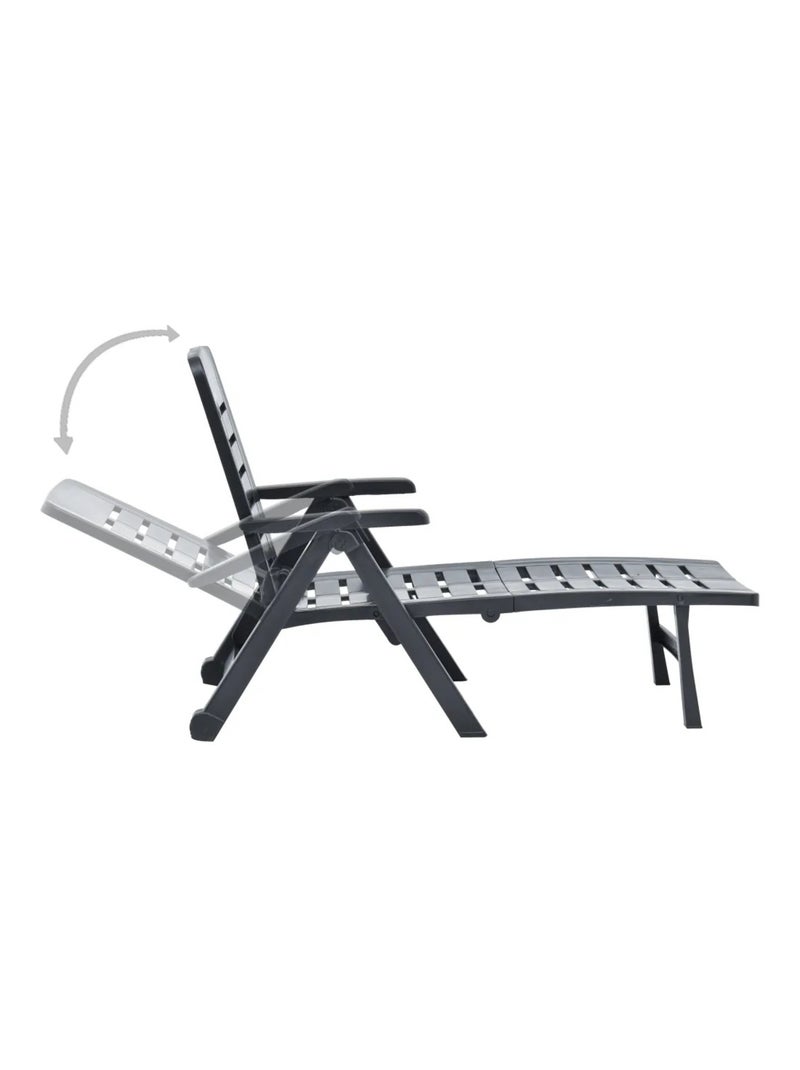 Chaise longue pliable unie gris anthracite - Kiabi