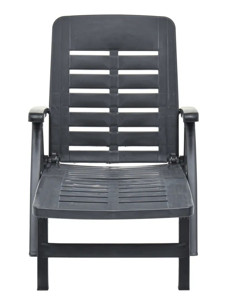 Chaise longue pliable unie gris anthracite - Kiabi