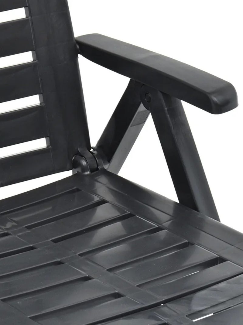 Chaise longue pliable unie gris anthracite - Kiabi