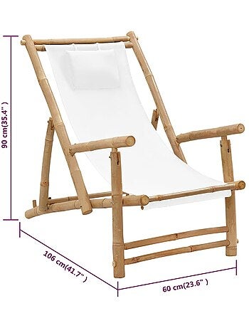 Chaise longue pliante en bambou