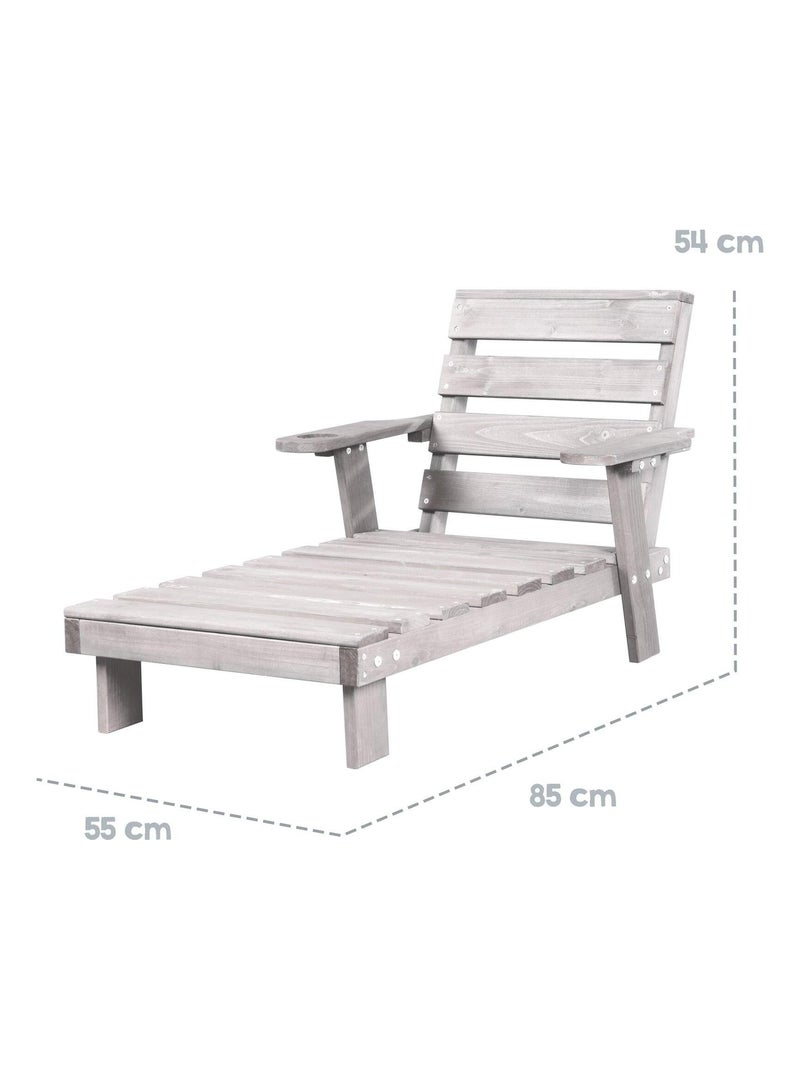 Chaise longue pour enfant en bois massif avec 2 coussins 'Roba little stars' Gris - Kiabi