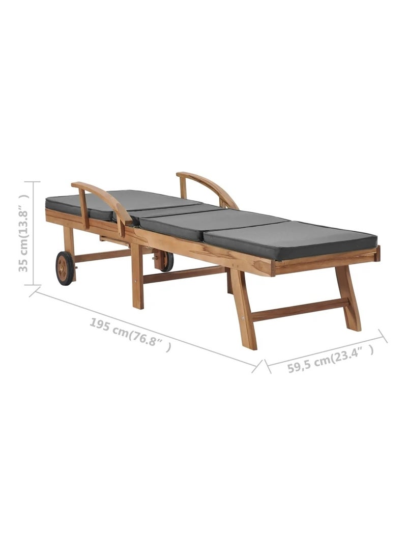 Chaise longue réglable avec coussin Gris foncé - Kiabi