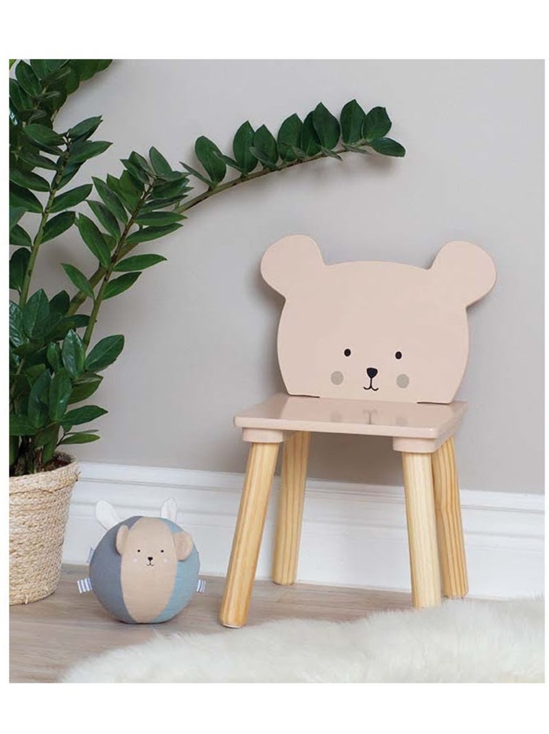 Chaise Ours en bois Rose - Kiabi