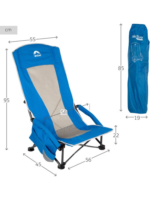 Chaise pliante basse et respirante avec poche et porte-gobelet aktive - Kiabi