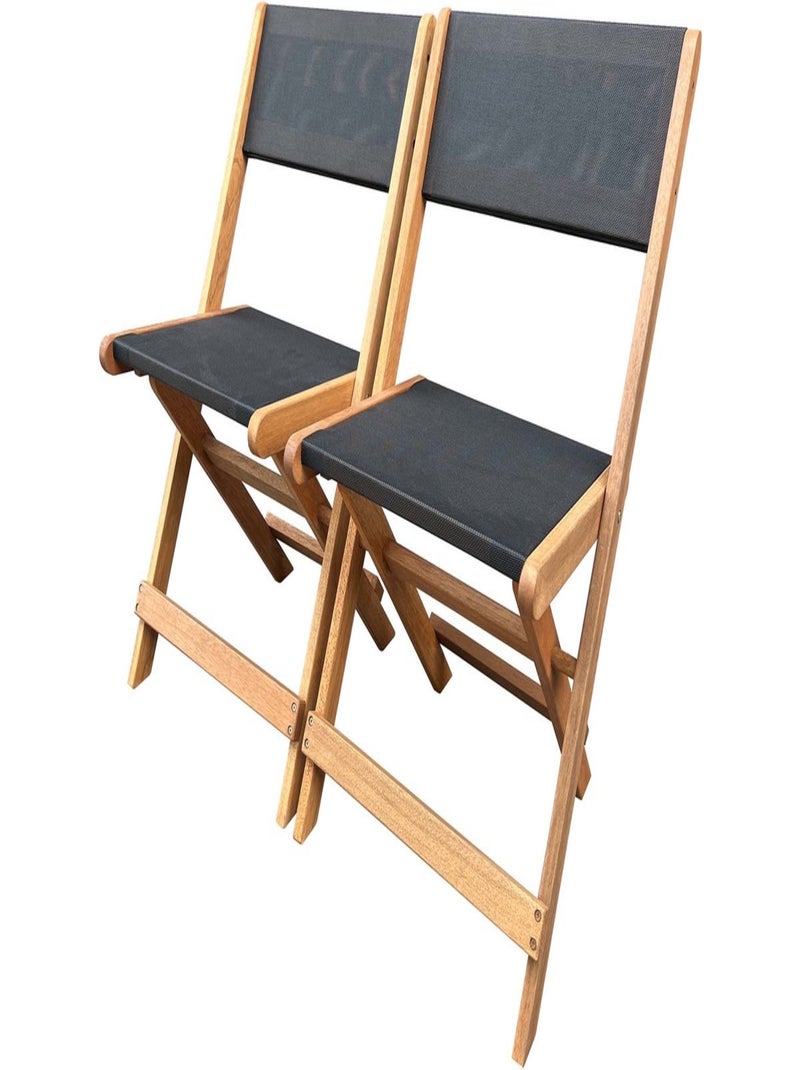 Chaise pliante en bois exotique "Seoul" - Maple - Noir - Lot de 2 Noir Noir - Kiabi