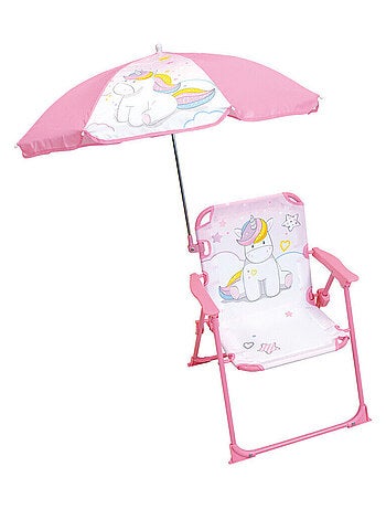 Chaise pliante enfant avec parasol - Licorne