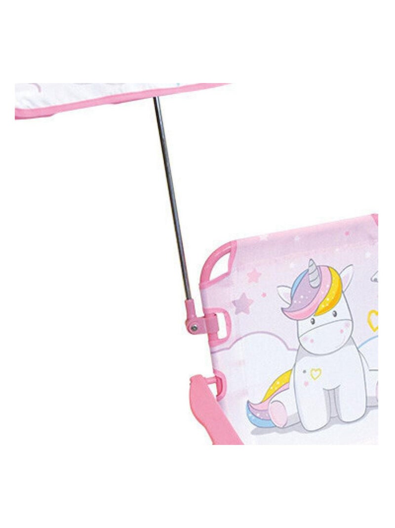 Chaise pliante enfant avec parasol - Licorne Multicolore - Kiabi