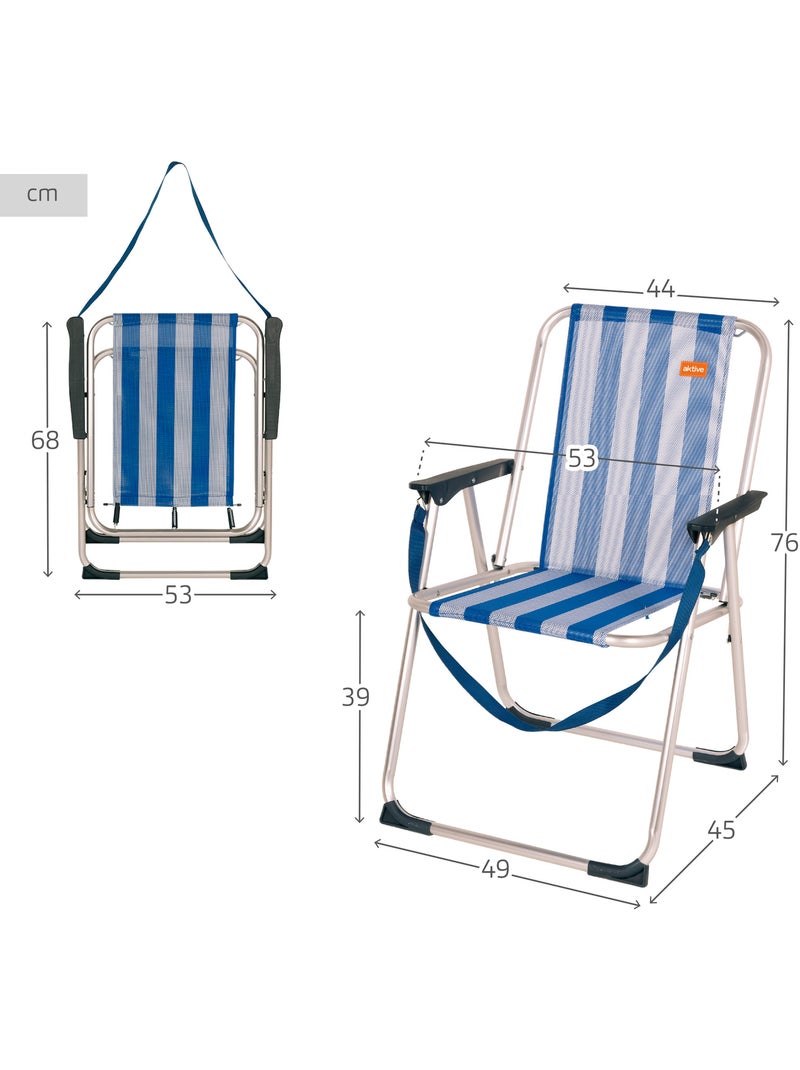 Chaise pliante fixe 44x45x76 cm aluminium aktive Bleu Blanc - Kiabi