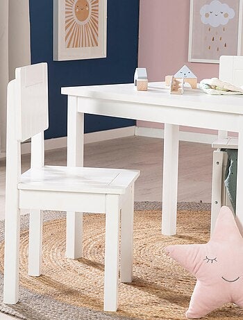 Chaise rustique pour enfant en bois laqué blanc - de 2 à 10 ans 'Roba'