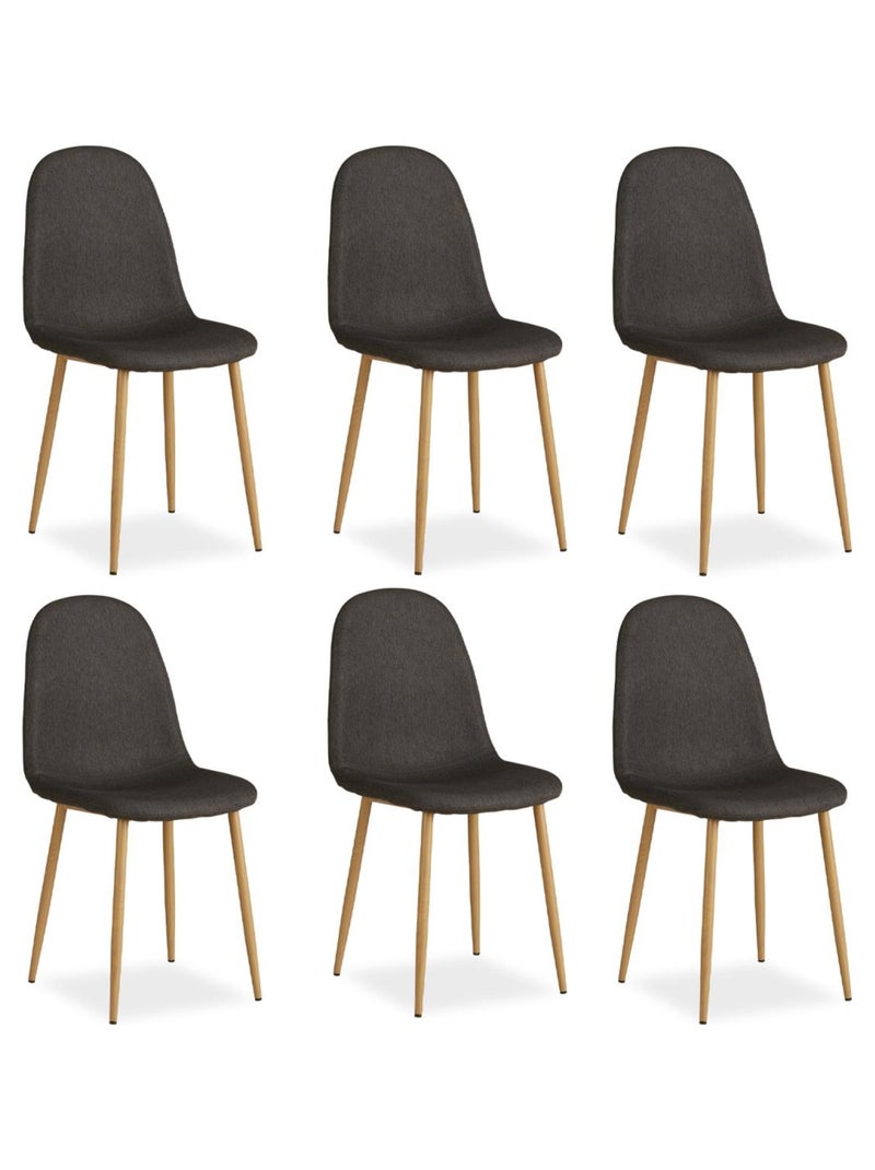 Chaise Salle à Manger Lot de 6 - Anthracite Gris - Kiabi