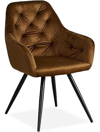 Chaise Salle à Manger Velours Marron Design Moderne