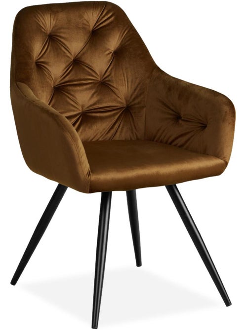 Chaise Salle à Manger Velours Marron Design Moderne - Kiabi