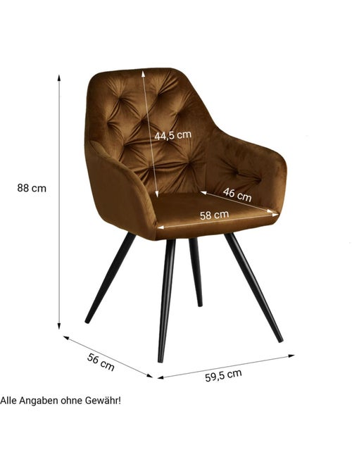 Chaise Salle à Manger Velours Marron Design Moderne - Kiabi