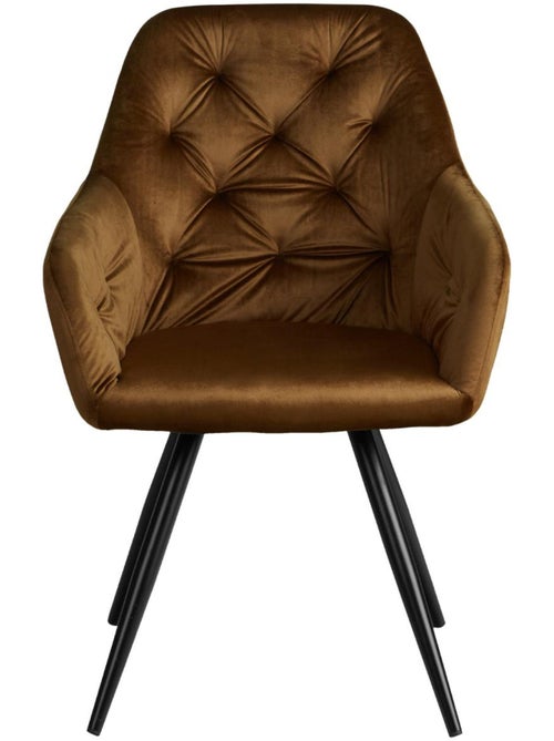 Chaise Salle à Manger Velours Marron Design Moderne - Kiabi