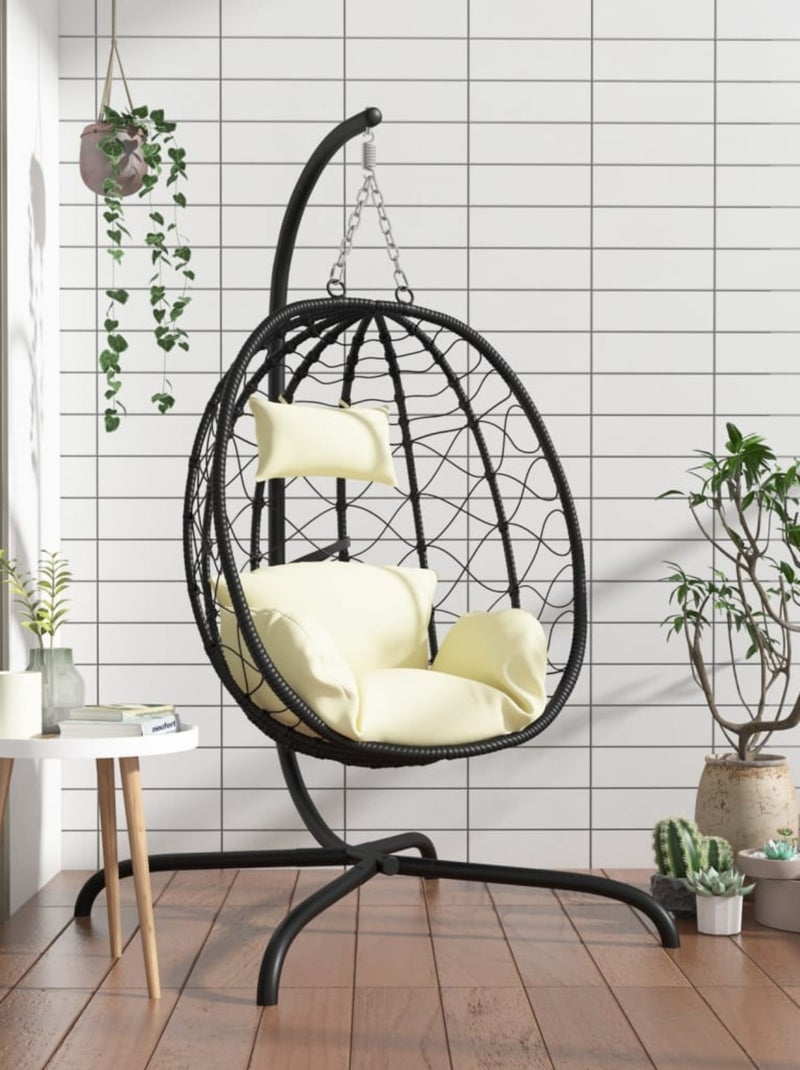 Chaise suspendue avec coussin extérieur Crème - Kiabi