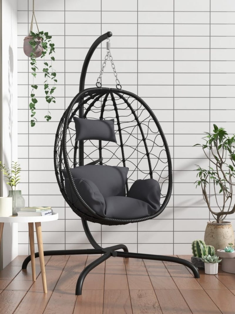 Chaise suspendue avec coussin extérieur gris anthracite - Kiabi