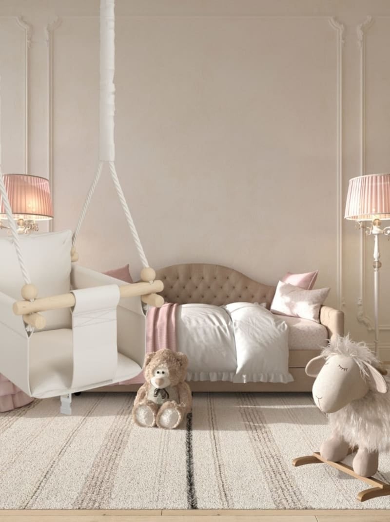Chaise suspendue bébé  en bois - Montessori 3-en-1 avec harnais et crochet Beige - Kiabi