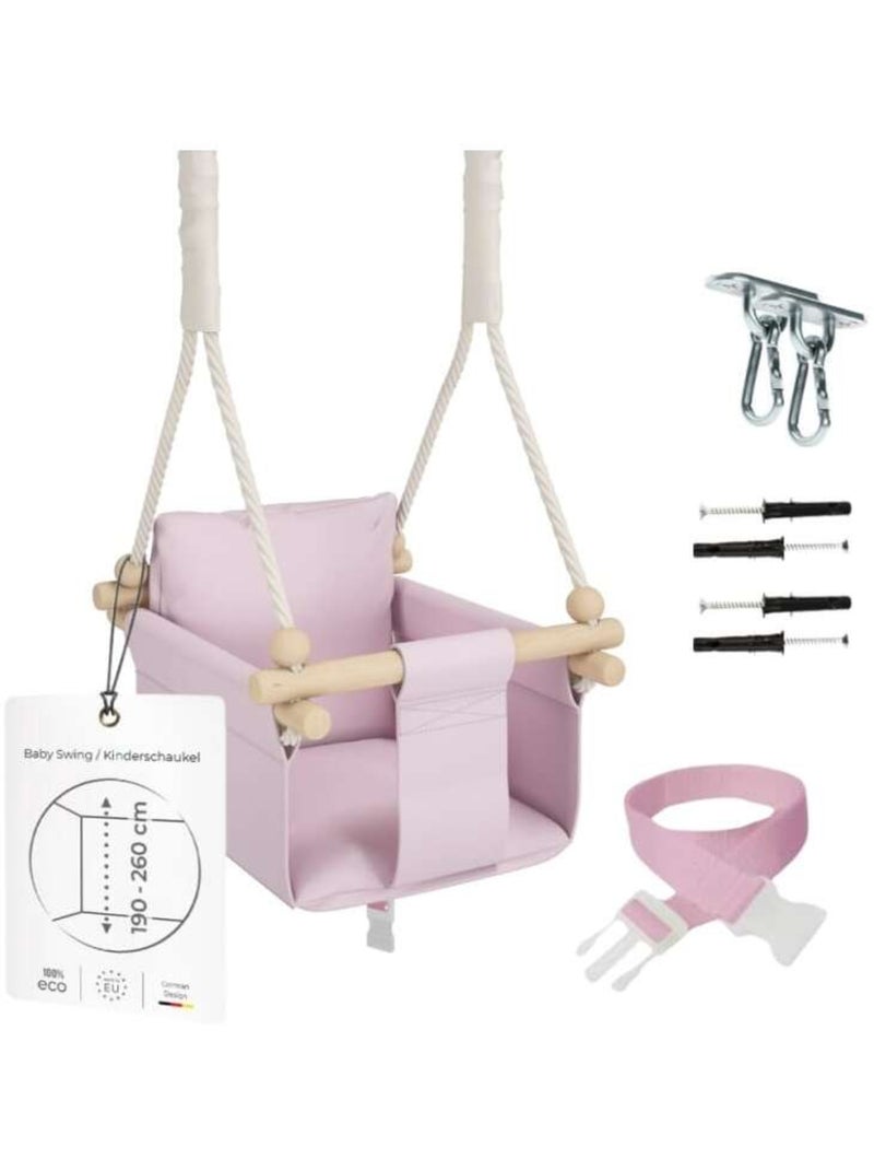 Chaise suspendue bébé  en bois - Montessori 3-en-1 avec harnais et crochet Rose - Kiabi