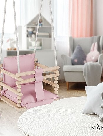 Chaise suspendue bébé en bois avec harnais de sécurité & crochet