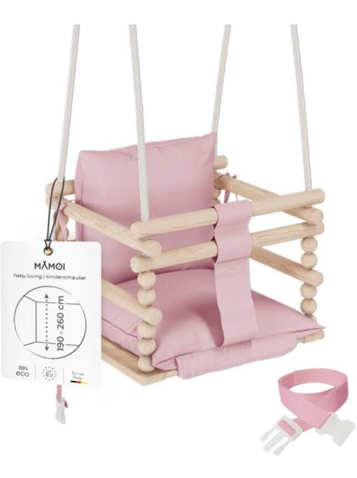 Chaise suspendue bébé en bois avec harnais de sécurité & crochet - Kiabi