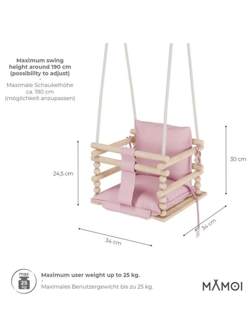 Chaise suspendue bébé en bois avec harnais de sécurité & crochet Bleu - Kiabi
