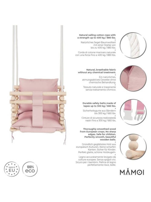 Chaise suspendue bébé en bois avec harnais de sécurité & crochet - Kiabi