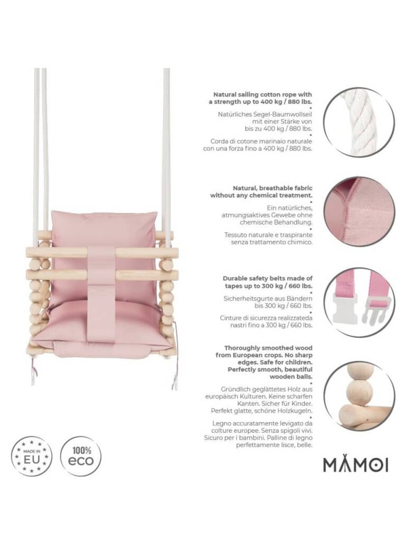 Chaise suspendue bébé en bois avec harnais de sécurité & crochet Bleu - Kiabi