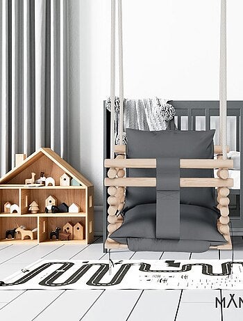 Chaise suspendue bébé en bois avec harnais de sécurité & crochet