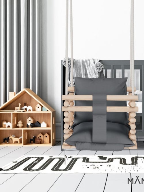 Chaise suspendue bébé en bois avec harnais de sécurité & crochet - Kiabi