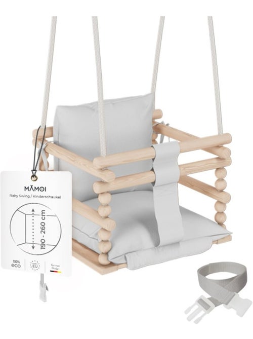 Chaise suspendue bébé en bois avec harnais de sécurité & crochet - Kiabi Chaise suspendue bébé en bois avec harnais de sécurité & crochet - Kiabi
