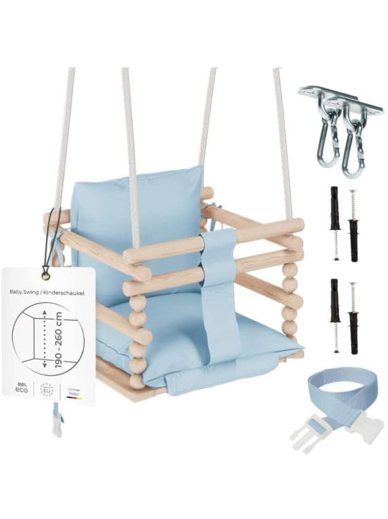 Chaise suspendue bébé en bois avec harnais de sécurité & crochet Rose - Kiabi
