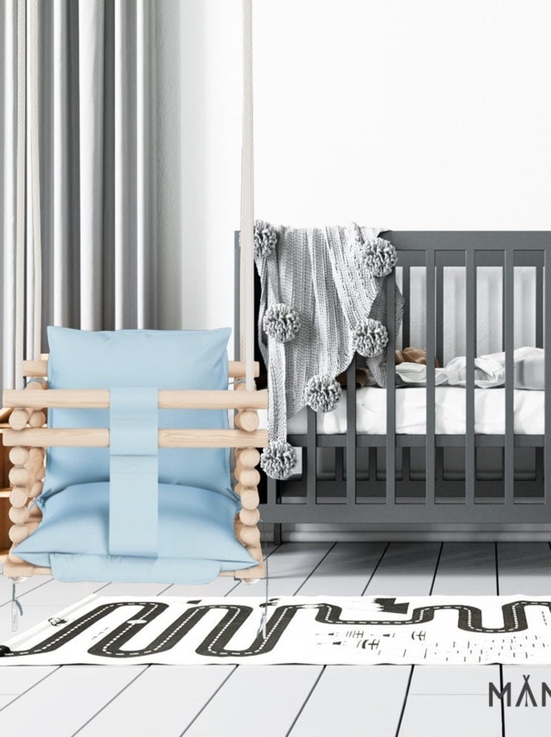 Chaise suspendue bébé en bois avec harnais de sécurité & crochet Rose - Kiabi