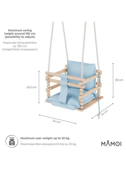 Chaise suspendue bébé en bois avec harnais de sécurité & crochet - Kiabi