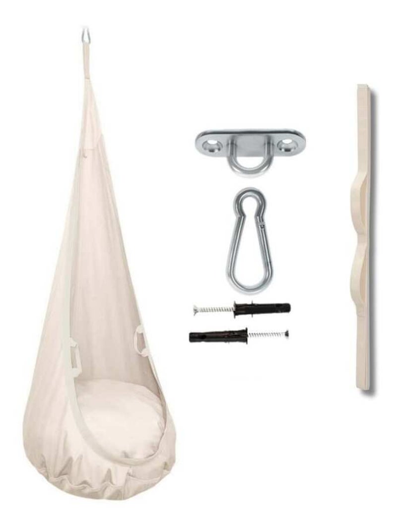 Chaise suspendue sensorielle  – Cocoon en coton éco & kit de suspension Beige - Kiabi