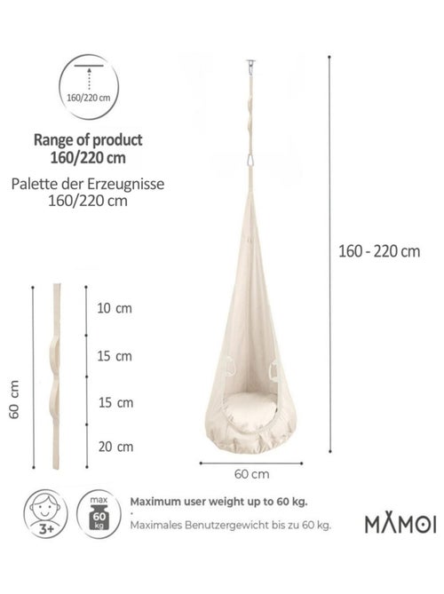 Chaise suspendue sensorielle  – Cocoon en coton éco & kit de suspension - Kiabi