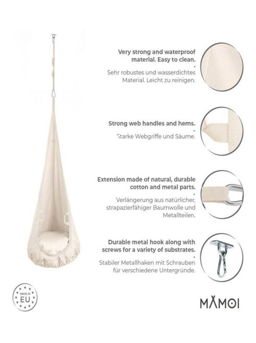 Chaise suspendue sensorielle  – Cocoon en coton éco & kit de suspension - Kiabi