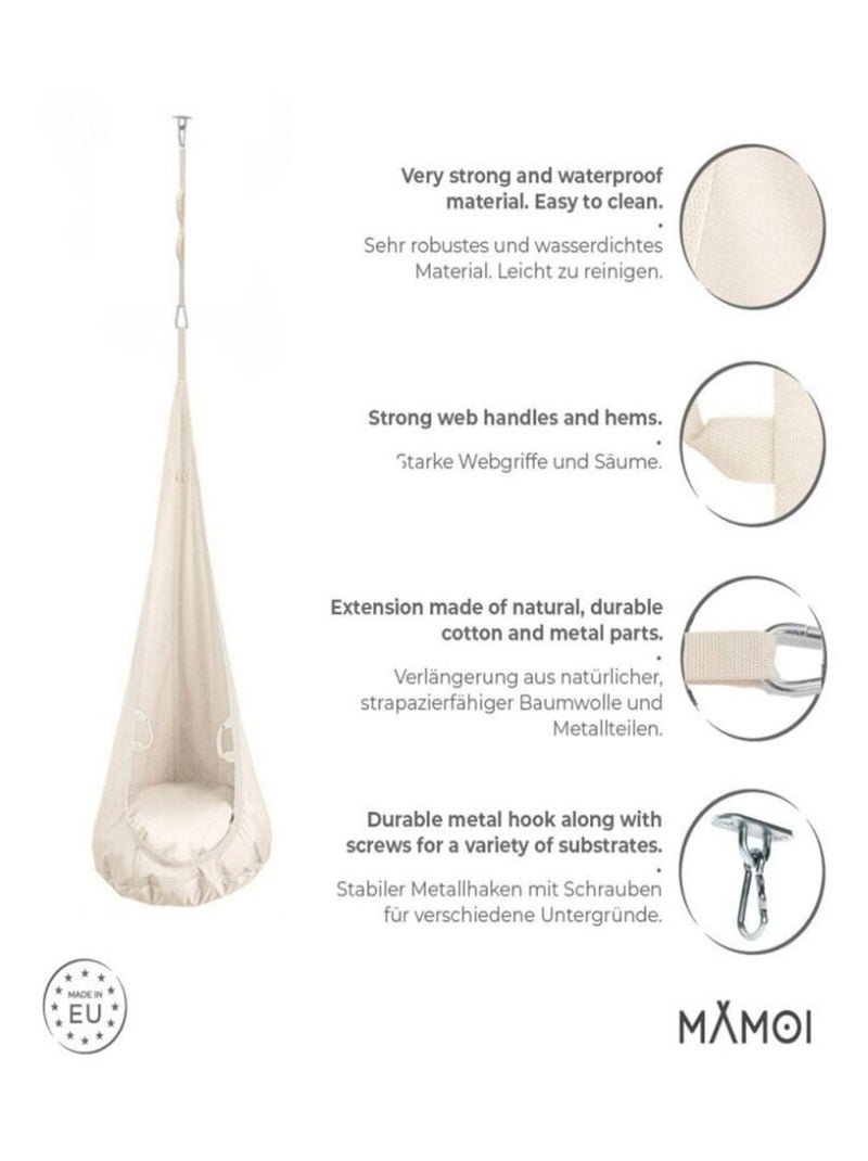 Chaise suspendue sensorielle  – Cocoon en coton éco & kit de suspension Beige - Kiabi
