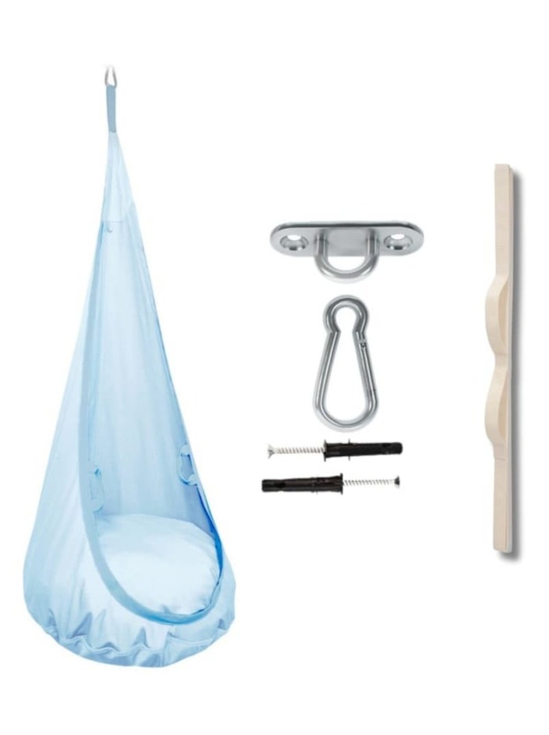 Chaise suspendue sensorielle  – Cocoon en coton éco & kit de suspension Bleu - Kiabi