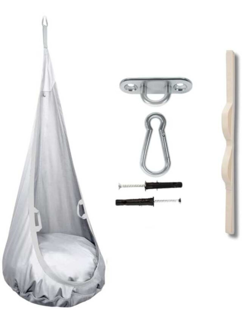 Chaise suspendue sensorielle  – Cocoon en coton éco & kit de suspension Gris clair - Kiabi