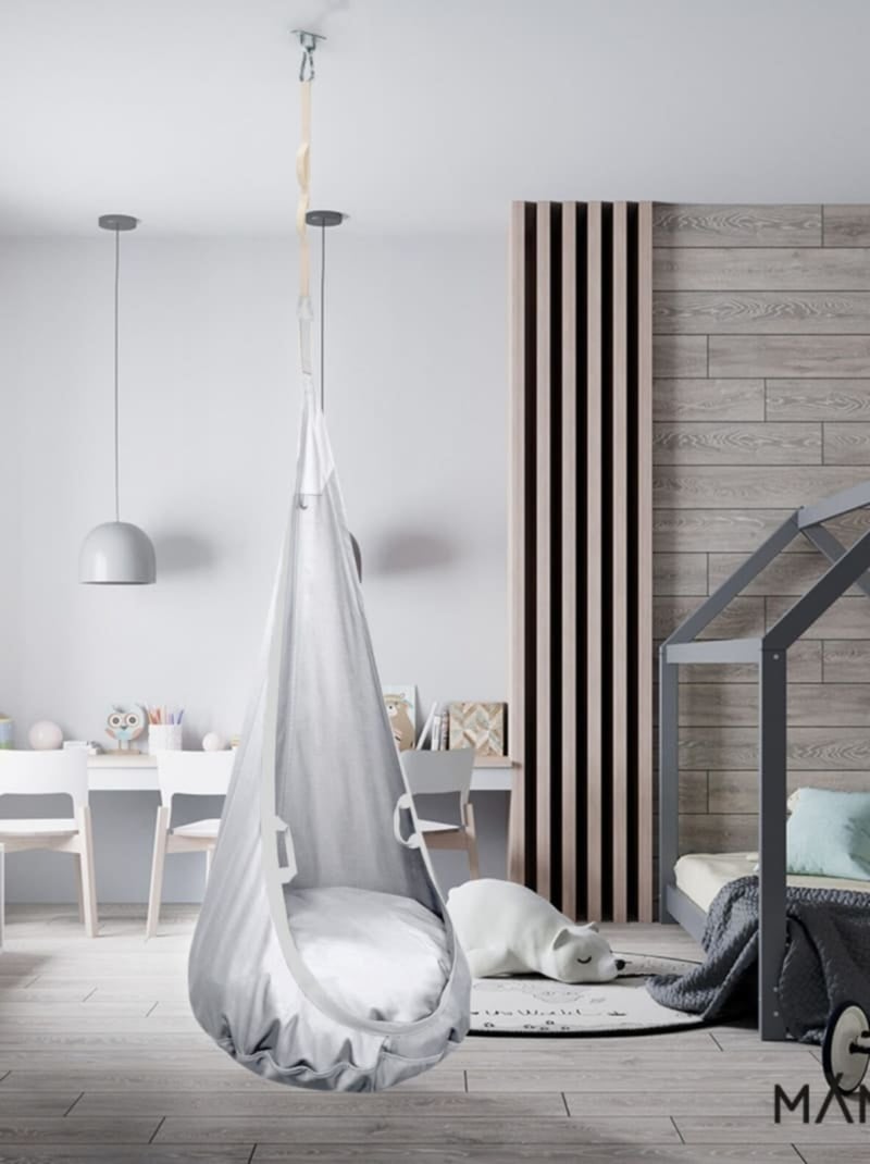 Chaise suspendue sensorielle  – Cocoon en coton éco & kit de suspension Gris clair - Kiabi