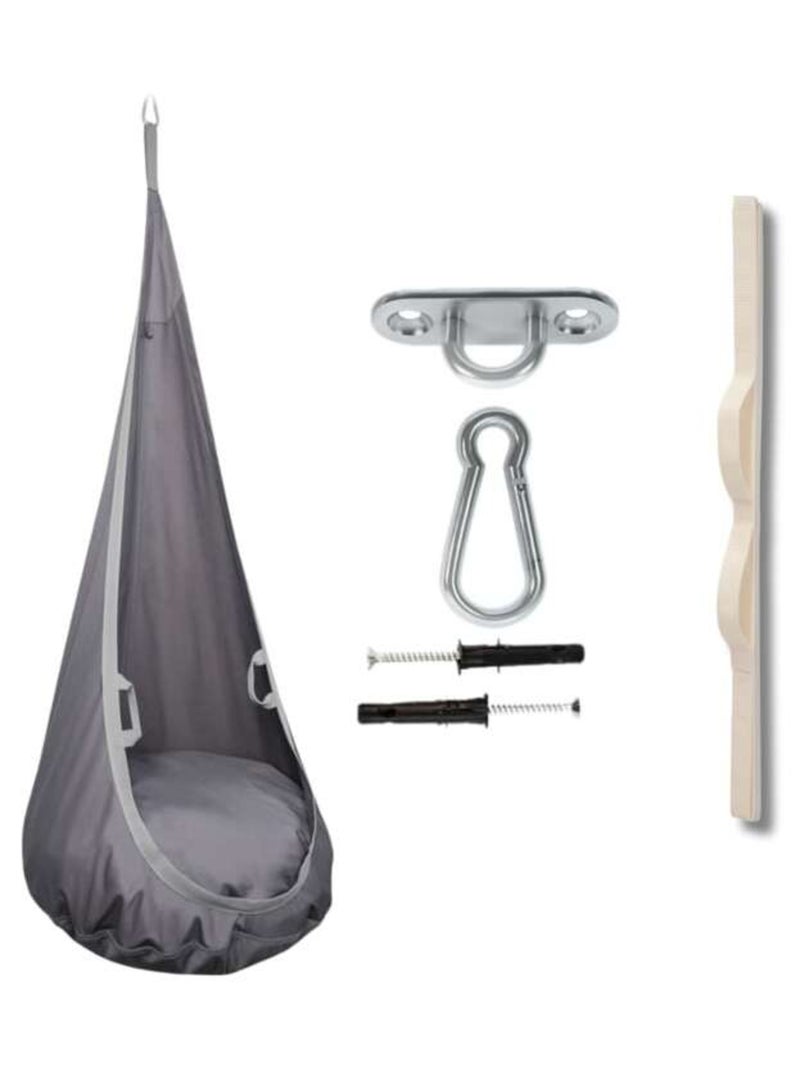 Chaise suspendue sensorielle  – Cocoon en coton éco & kit de suspension Gris foncé - Kiabi