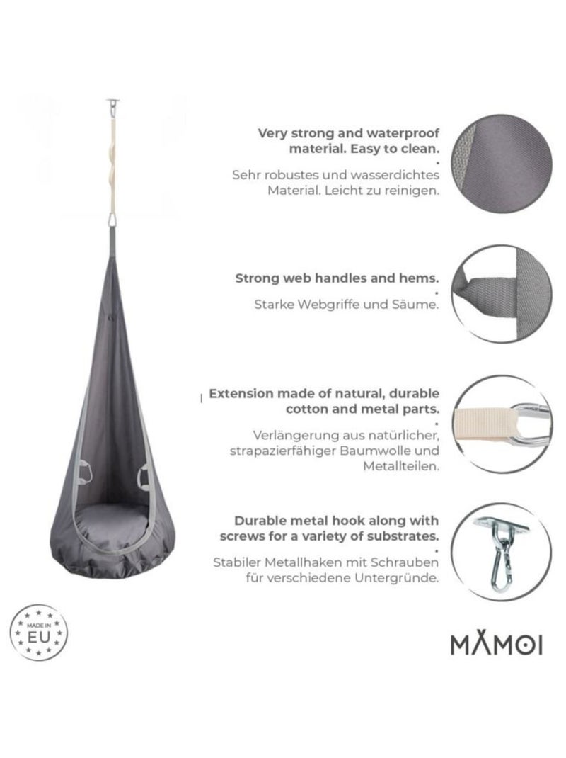 Chaise suspendue sensorielle  – Cocoon en coton éco & kit de suspension Gris foncé - Kiabi