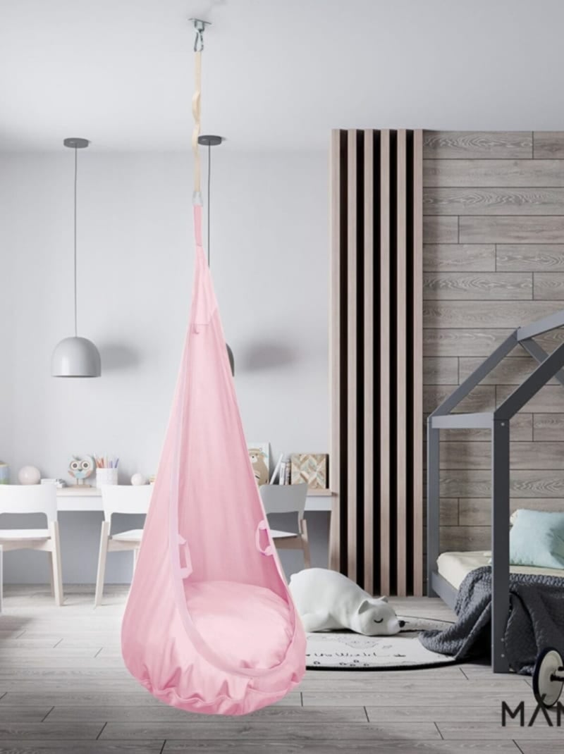 Chaise suspendue sensorielle  – Cocoon en coton éco & kit de suspension Rose - Kiabi