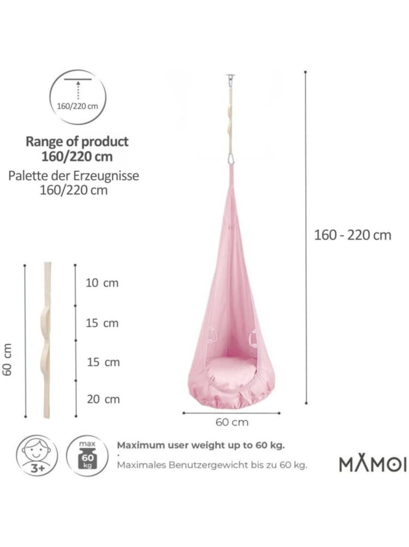 Chaise suspendue sensorielle  – Cocoon en coton éco & kit de suspension Rose - Kiabi