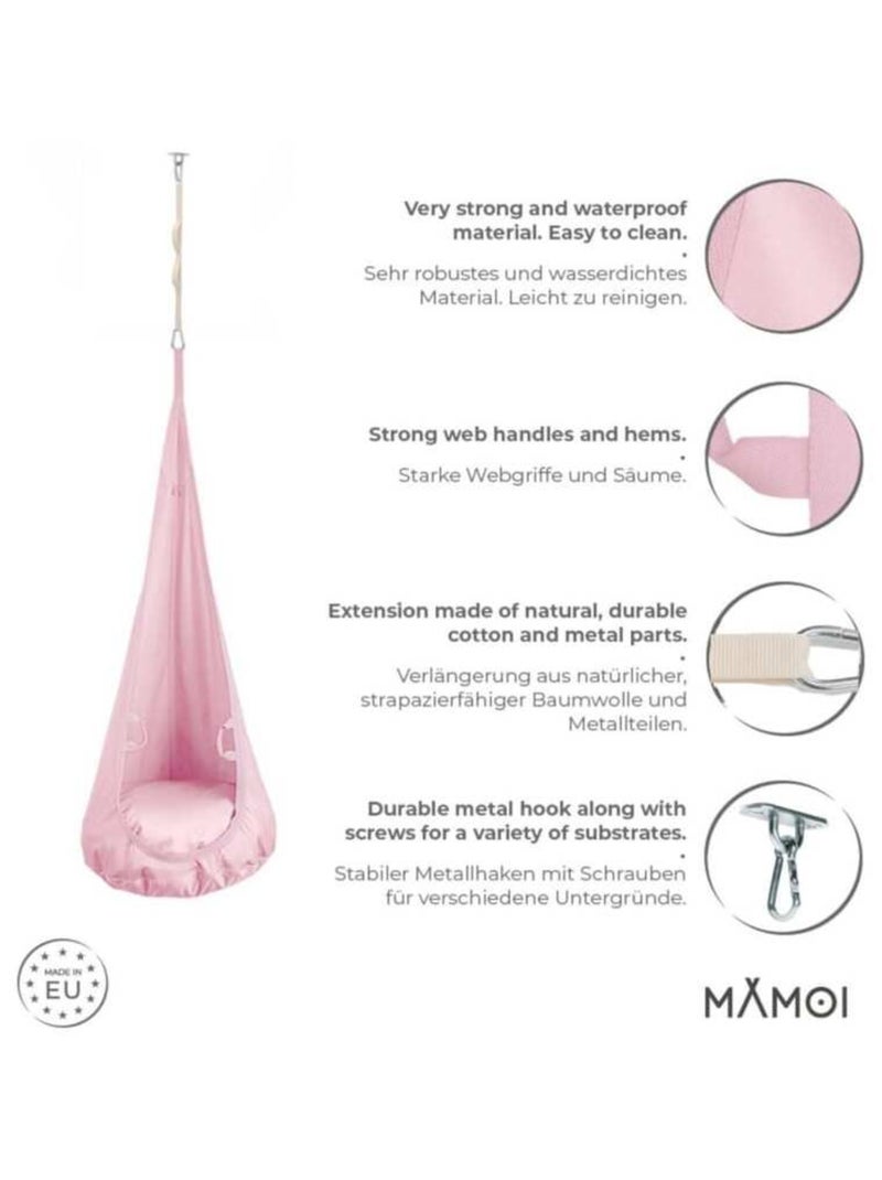 Chaise suspendue sensorielle  – Cocoon en coton éco & kit de suspension Rose - Kiabi